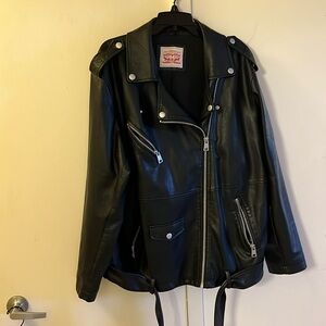Plus size faux leather jacket